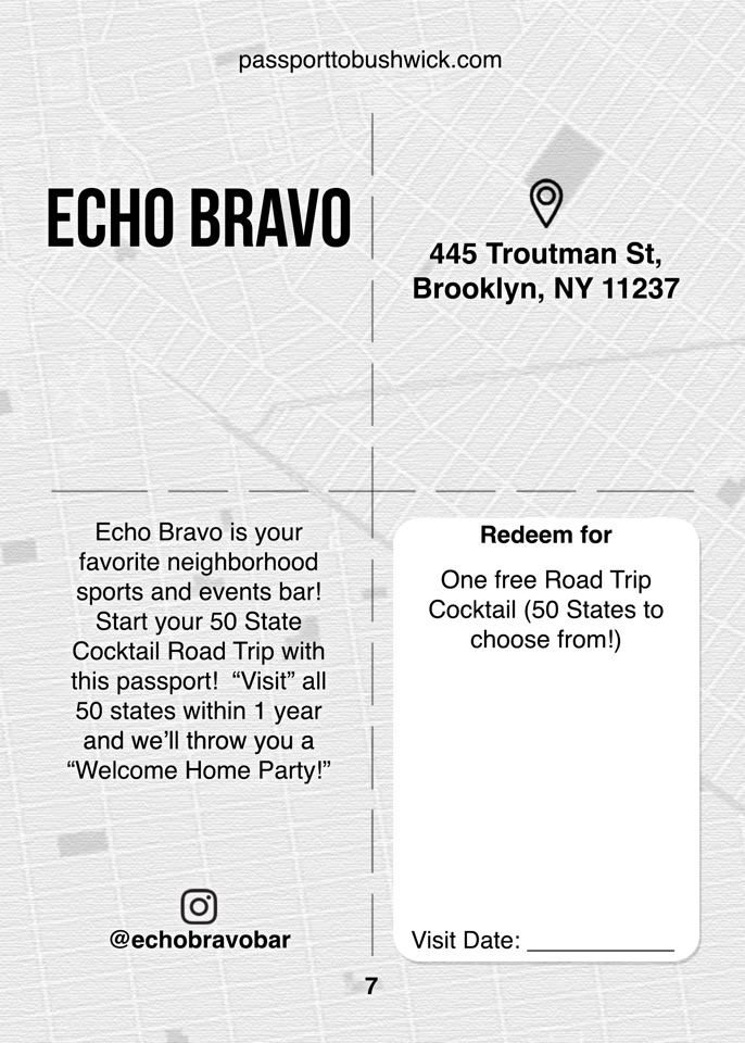 A bar page from the 2025 edition, with the venue's address and the drink it redeems