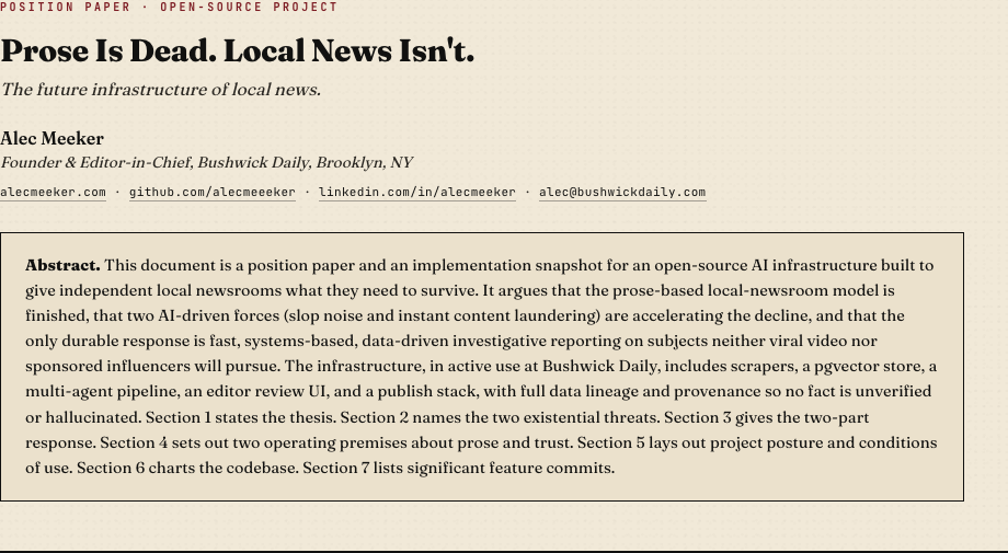 Prose Is Dead. Local News Isn't., essay
